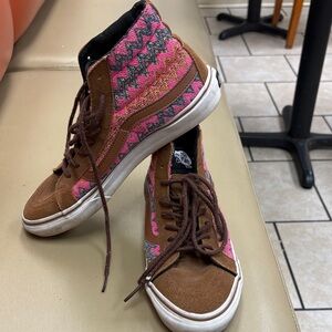 Vans Pink and Brown High-Top Sneakers
